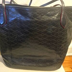 Navy Blue Leather MZ Wallace Medium Tote with Matching Pouch